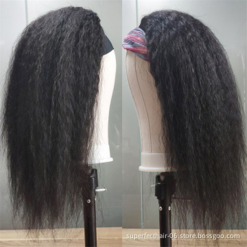 Top Selling New Arrival Human Hair Kinky Curly Headband Wigs Cheap Machine Made Non Lace Wig On Sale